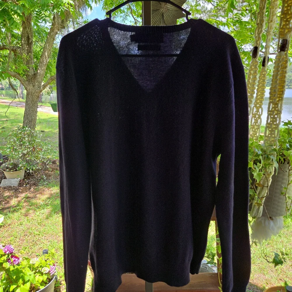 Polo Ralph Lauren Navy Blue Lambswool V-neck Sweater Size Extra Large